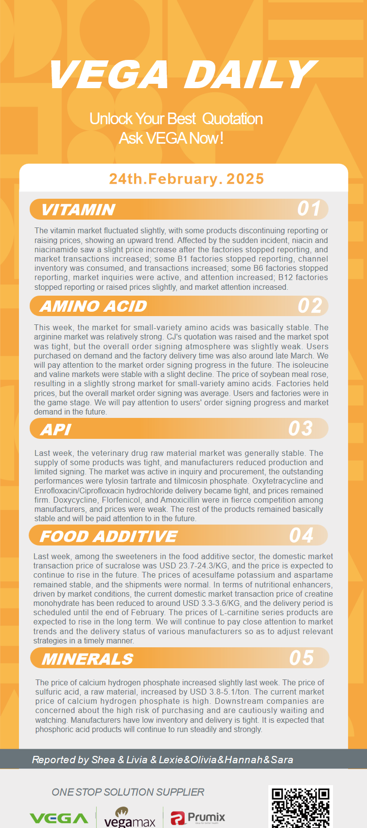 Vega Daily Dated on Feb 24th 2025 Vitamin Amino Acid APl Food Additives.png